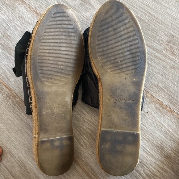 Sam Edelman Lynda Black Leather Bow Front Espadrille Mules Slide 7.5 - Picture 6 of 6
